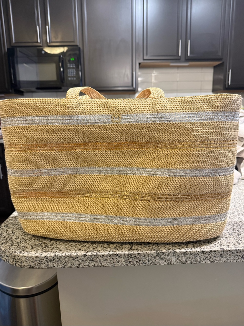 Eric Javits Straw Tote in Natural and Silver - Picture 2 of 9